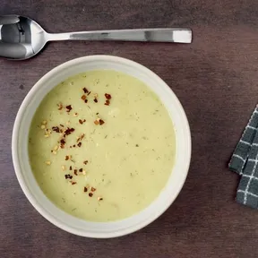 Photo of a bowl of celery soup