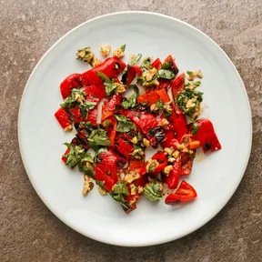 Grilled bbq salad from the bbq - coarse muhammara