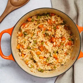 Photo of a pan of Mexican rice