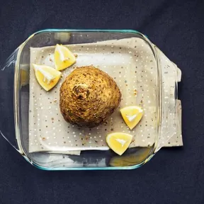 Photo of Ottolenghi's roasted celeriac from the oven