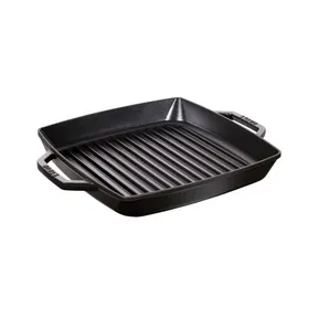 Product photo of a square Staub grill pan with handles